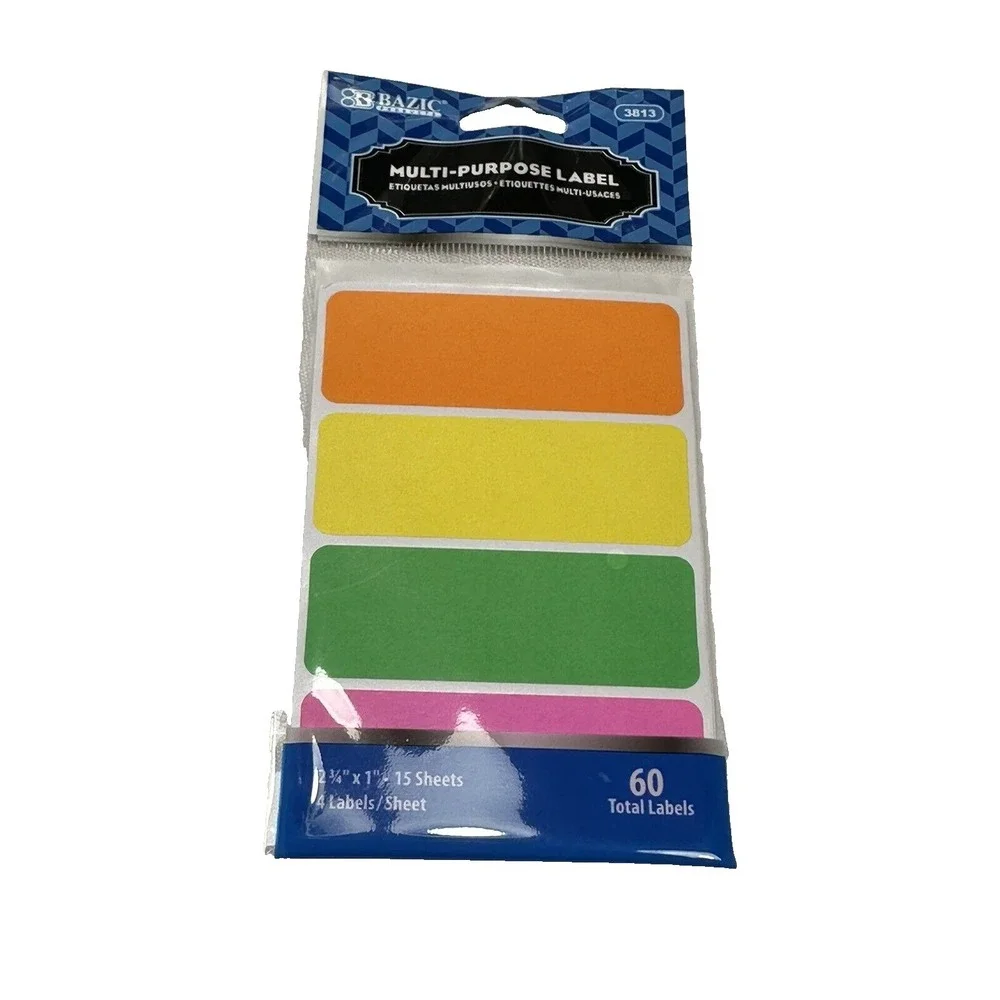 9 packs multi purpose labels each pack 60 pack 15 sheets 4 labels per sheet neon